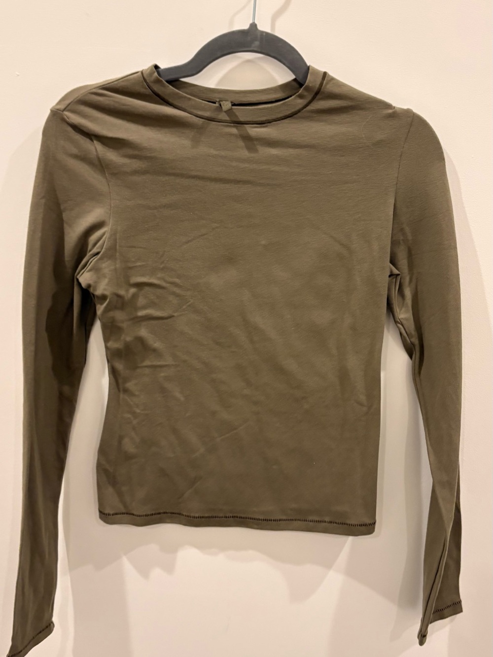 Aritzia Olive Green Long-Sleeve Crewneck Top